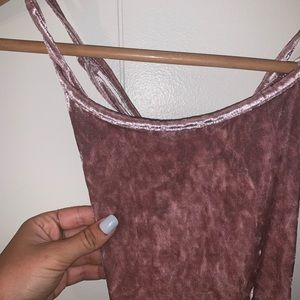 pink velvet bodysuit